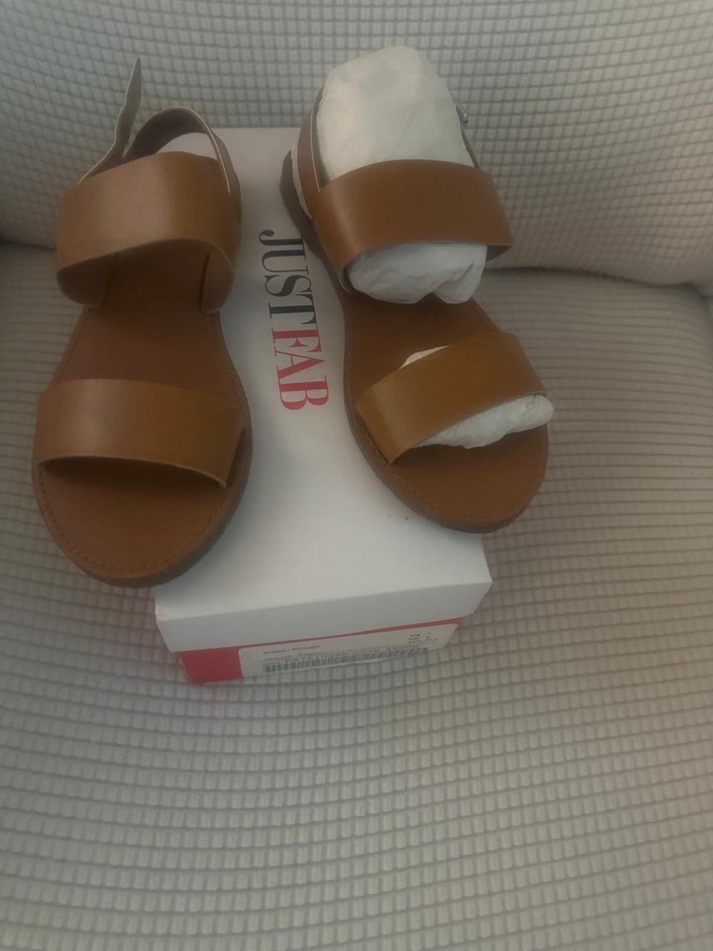 JustFab Brown Double-Strap Slingback Sandals